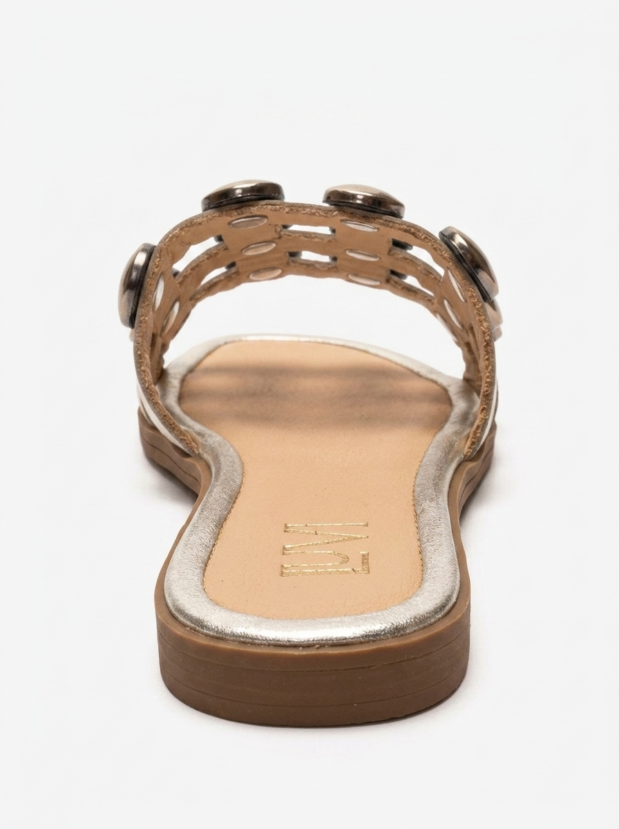 Bareon - Gold Genuine Leather Buckled Band Slide (Women)