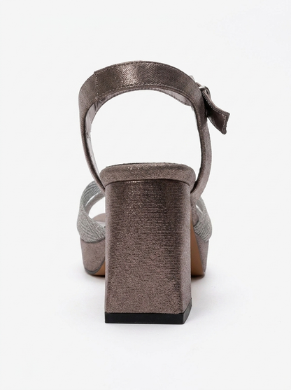 BAVENA - Silver Genuine Leather Platform Heel Evening Shoe (Women)