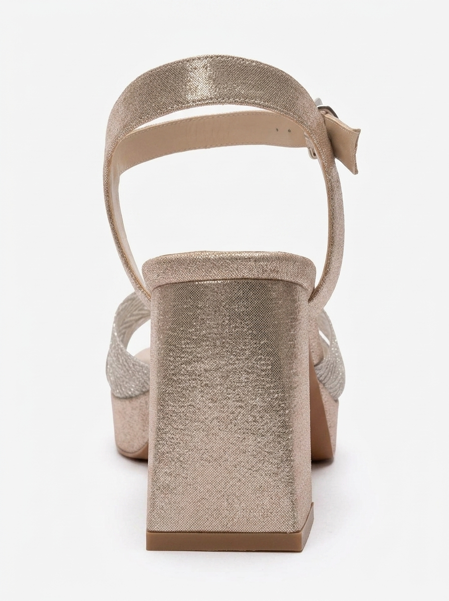 BAVENA - Gold Platform Heel Evening Shoe (Women)