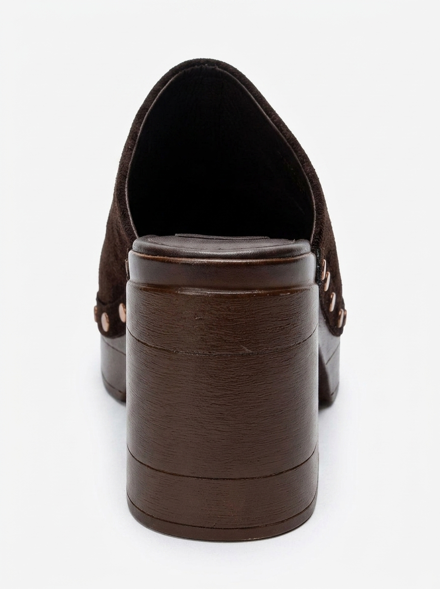 BELLUNE - Brown Genuine Leather Platform Block Heel Mule (Women)