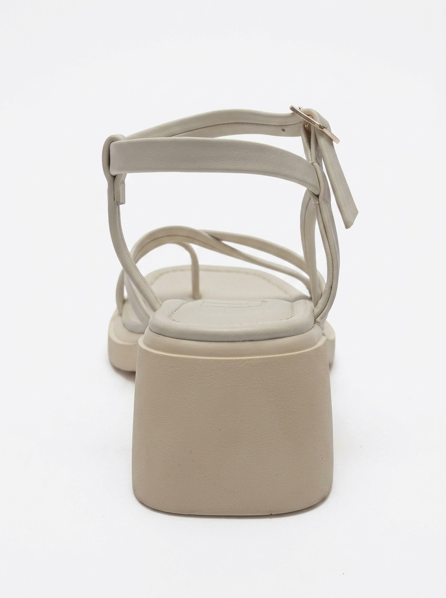 Cirelle - Beige Genuine Leather Toe-Post Block Heel Sandal (Women)