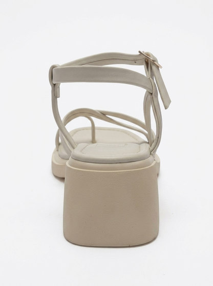 Cirelle - Beige Genuine Leather Toe-Post Block Heel Sandal (Women)