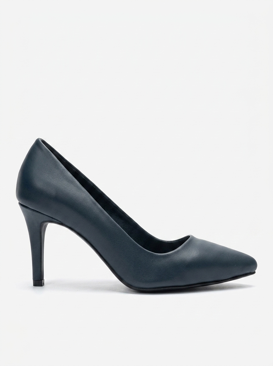 CLYDE - Navy Genuine Leather Stiletto Pump (Women)