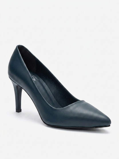 CLYDE - Navy Genuine Leather Stiletto Pump (Women)