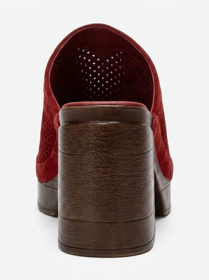 DEJAS - Red Genuine Leather Platform Heel Slide (Women)