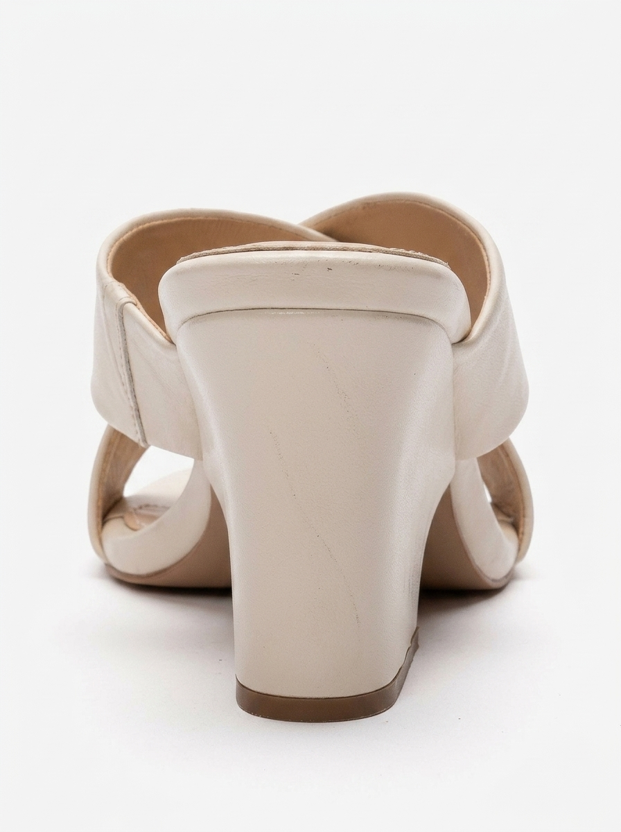 YAVIN - Beige Cross-Strap Block Heel Slide (Women)