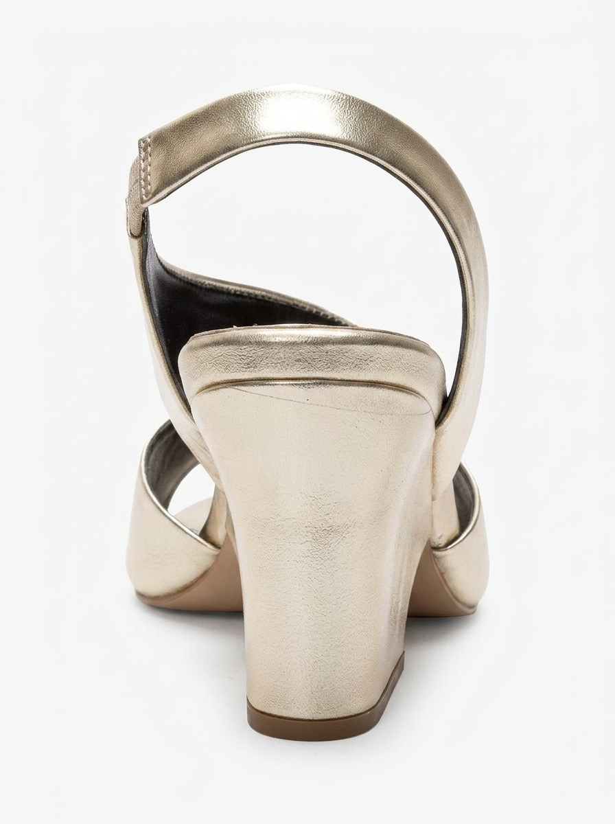 ZYRA - Gold Round Toe Block Heel (Women)