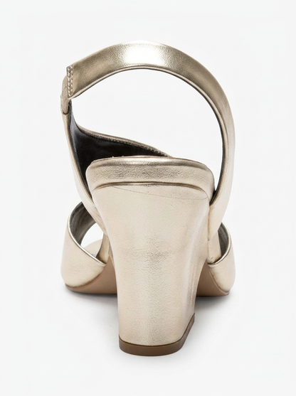 ZYRA - Gold Round Toe Block Heel (Women)