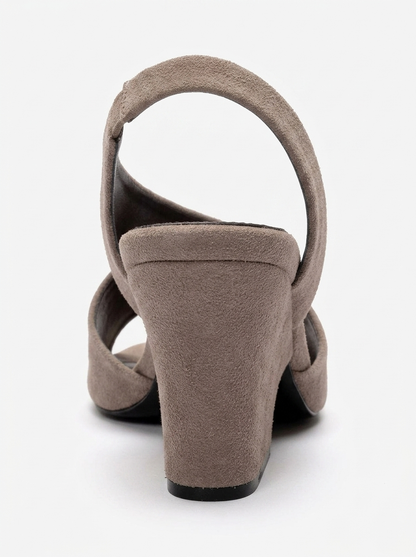 ZYRA - Taupe Suede Block Heel Shoe (Women)