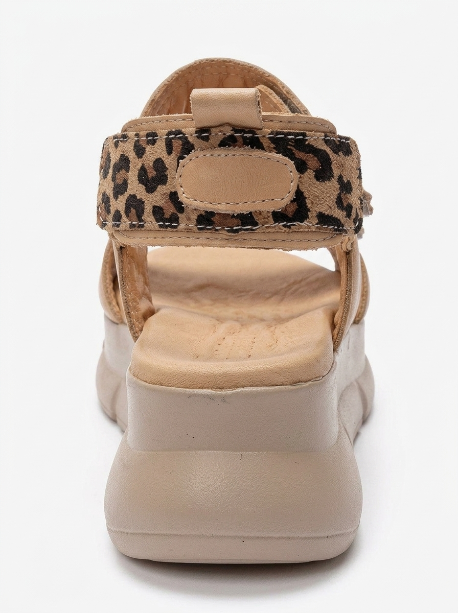 CELESTE - Taupe Genuine Leather Platform Sandal (Women)