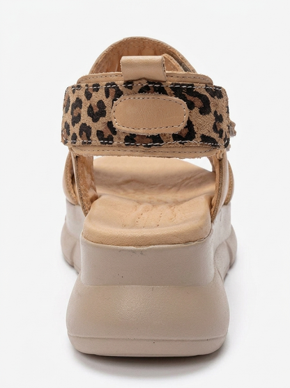 CELESTE - Taupe Genuine Leather Platform Sandal (Women)
