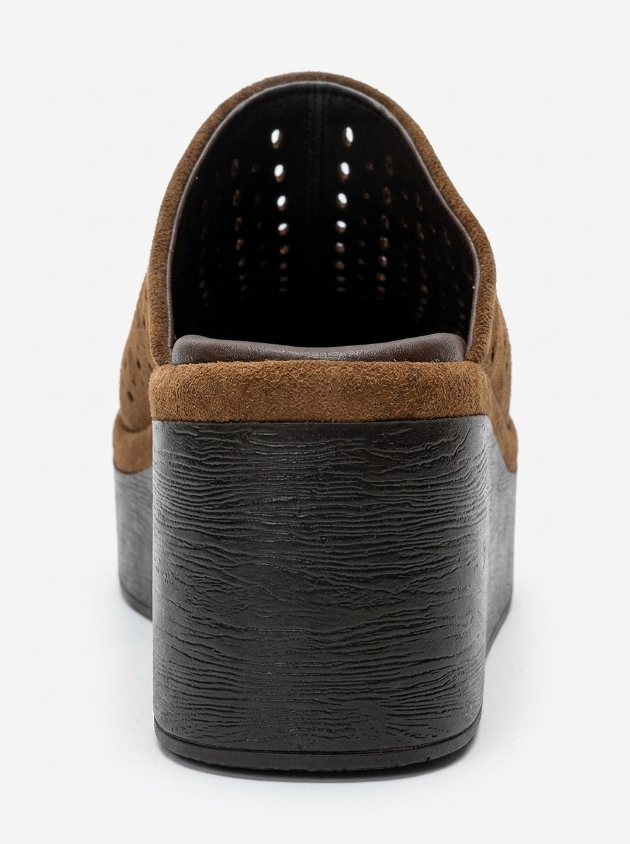 Lune - Taupe Genuine Leather Platform Mule (Women)