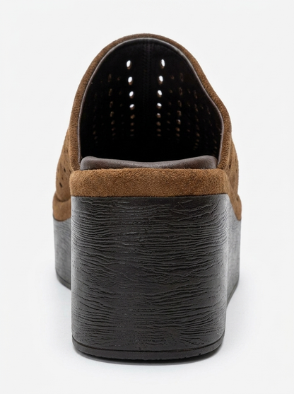 Lune - Taupe Genuine Leather Platform Mule (Women)