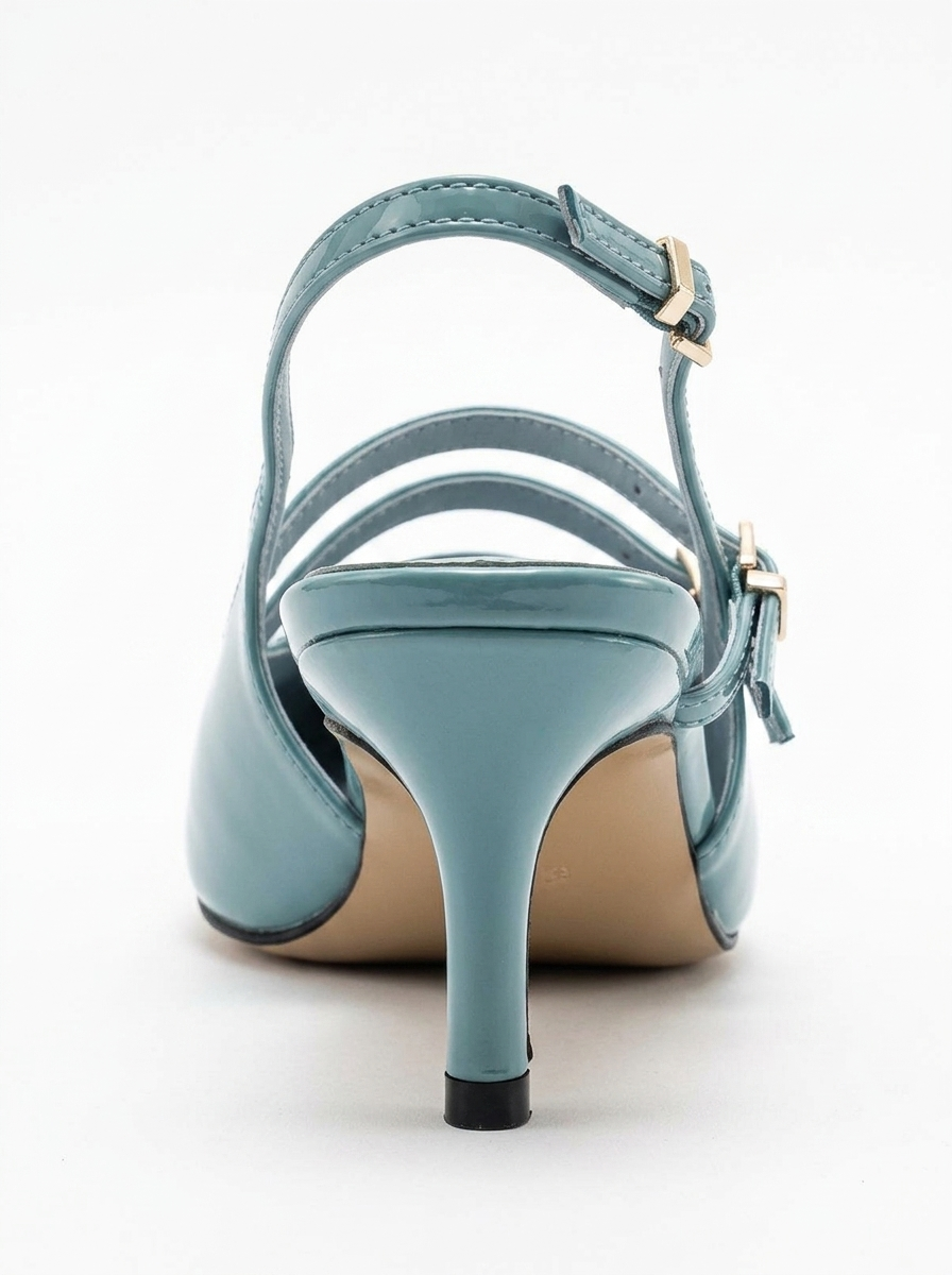 Magra Blue Patent Pointed-Toe Slingback Stiletto (Women)