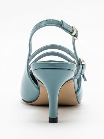 Magra Blue Patent Pointed-Toe Slingback Stiletto (Women)