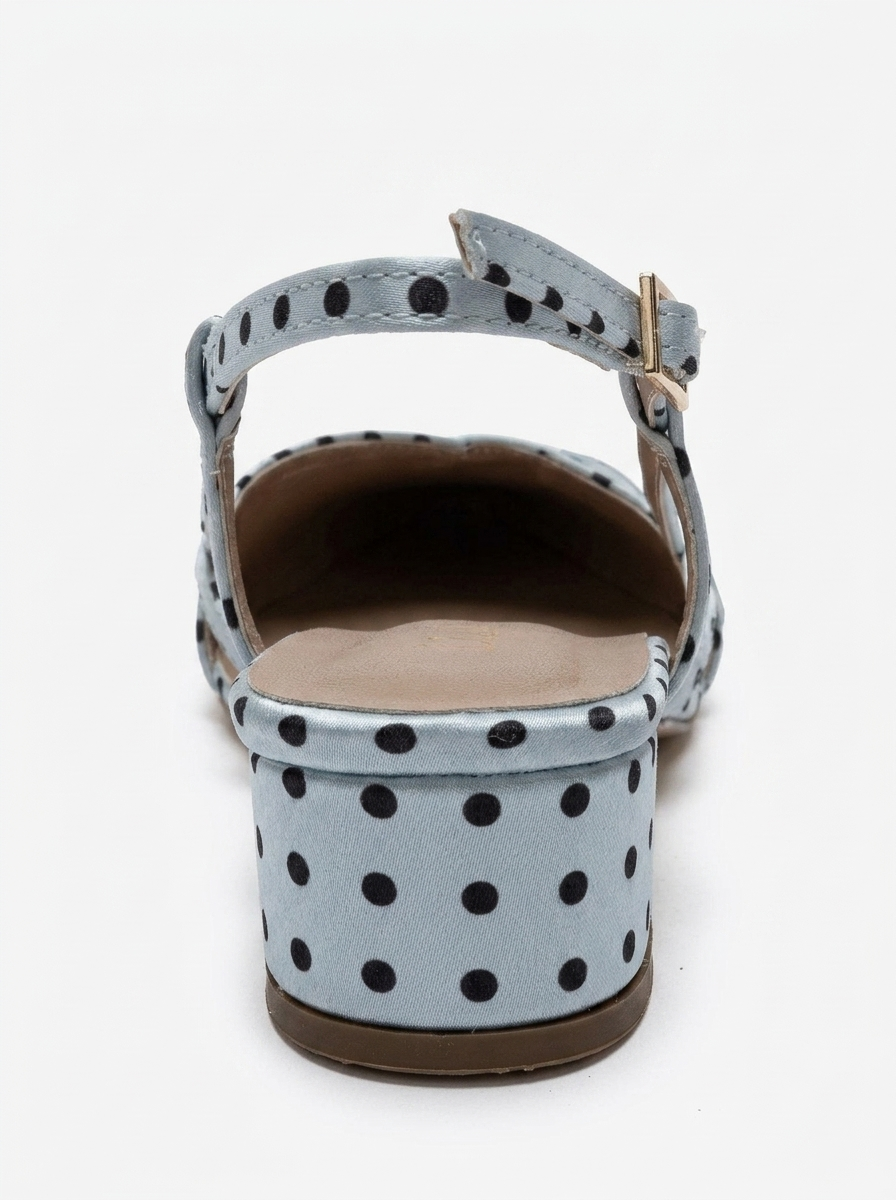 OLENA - Light Blue And Black Polka Dot Heeled Sandal (Women)