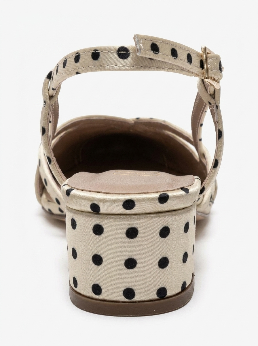 OLENA - Yellow And Black Polka Dot Heeled Sandal (Women)