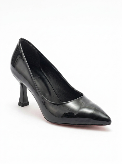 Pedra - Zapatilla de tacón de aguja de charol negro (Mujer)