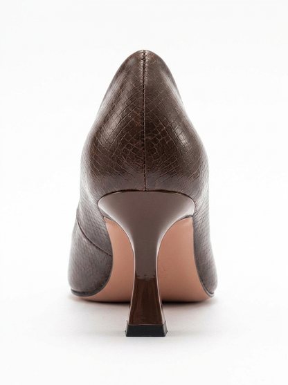 Pedra - Zapatos de tacón en punta estampados marrones (Mujer)