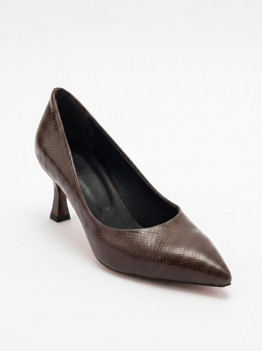 Pedra - Brown Printed Pointed Toe Pump (Women)
