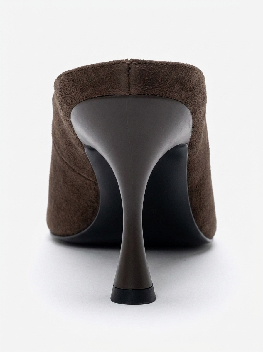 PELINA - Brown Genuine Leather Thin Heel Mule (Women)