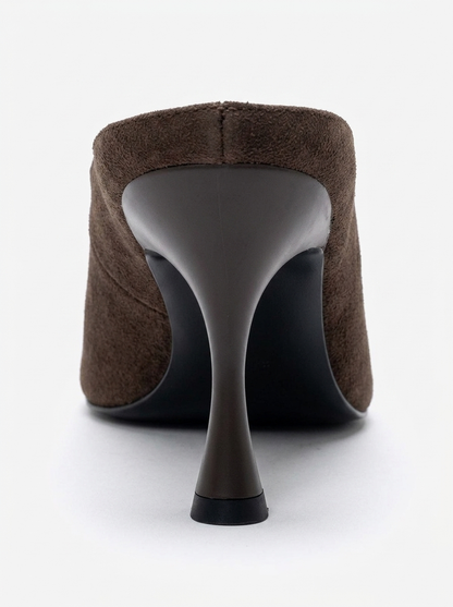 PELINA - Brown Genuine Leather Thin Heel Mule (Women)