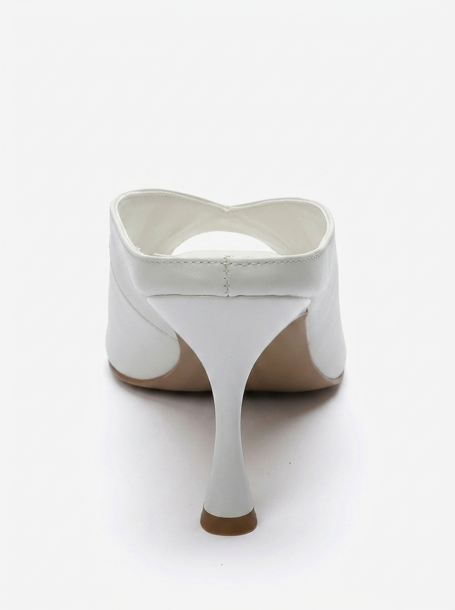 PELINA - White Genuine Leather Thin Heel Mule (Women)