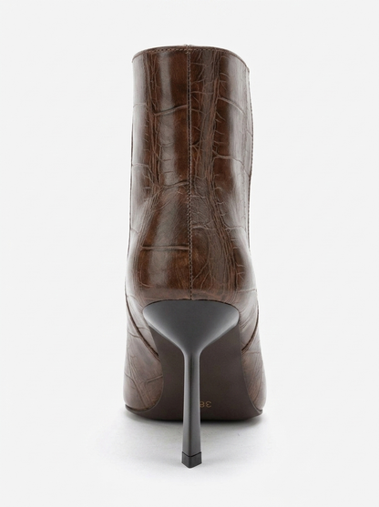 Rassel - Brown Printed Pointed Toe Boot (Women)