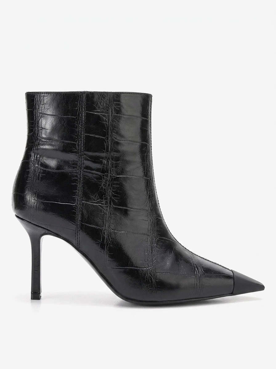 Rassel - Black Printed Pointed Toe Boot (Women)