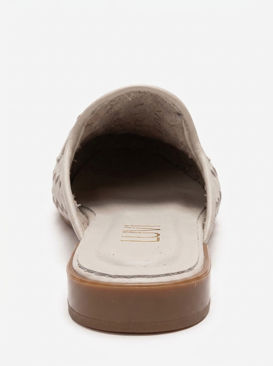 SENIA - Off-White Genuine Leather Buckle Front Closed Mule (Women)
