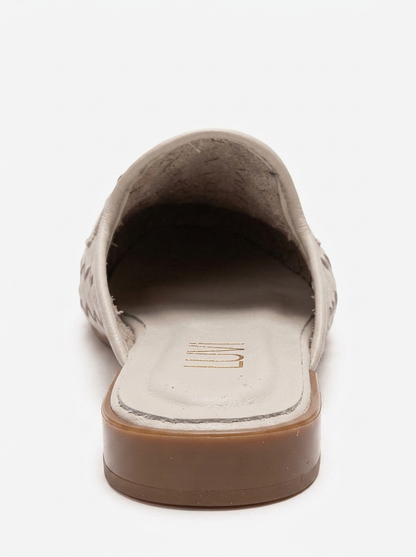 SENIA - Off-White Genuine Leather Buckle Front Closed Mule (Women)