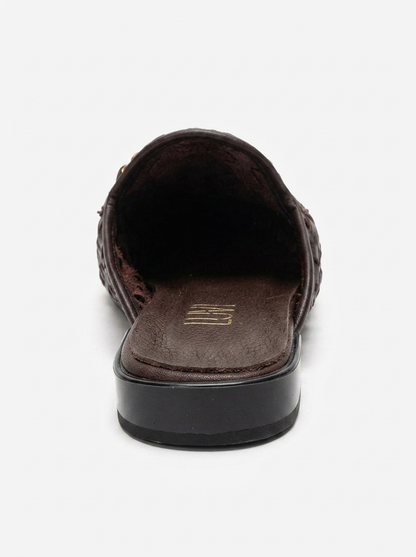 SENIA - Mules cerrados con hebilla delantera de piel auténtica marrón (mujer)