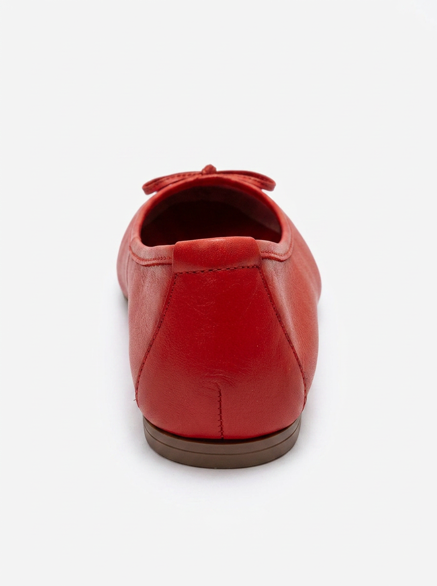 Umiel - Red Genuine Leather Bow Ballet Flat (Women)
