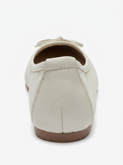 UMIEL - Off-White Genuine Leather Bow Ballet Flat (Women)