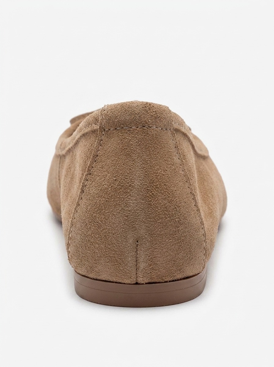 UMIEL - Taupe Genuine Leather Bow Ballet Flat (Women)