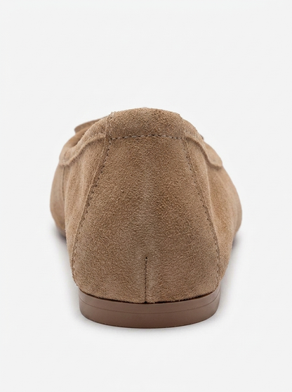 UMIEL - Taupe Genuine Leather Bow Ballet Flat (Women)