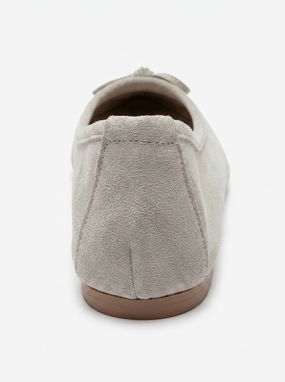 UMIEL - Beige Genuine Leather Bow Ballet Flat (Women)