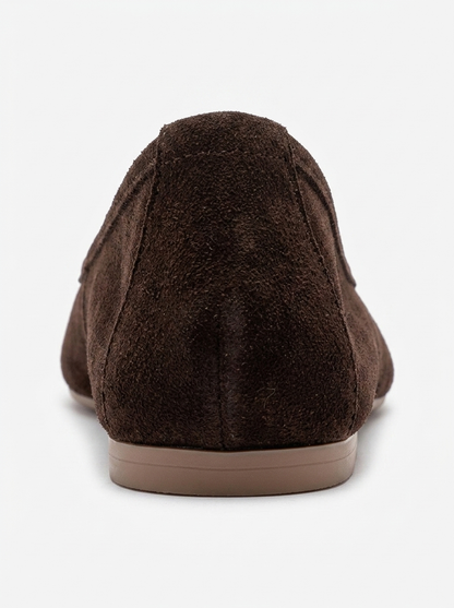 UMIEL - Brown Genuine Leather Bow Ballet Flat (Women)