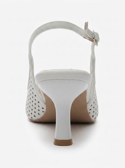 Uvien - White Thin-Heel Slingback Pump (Women)