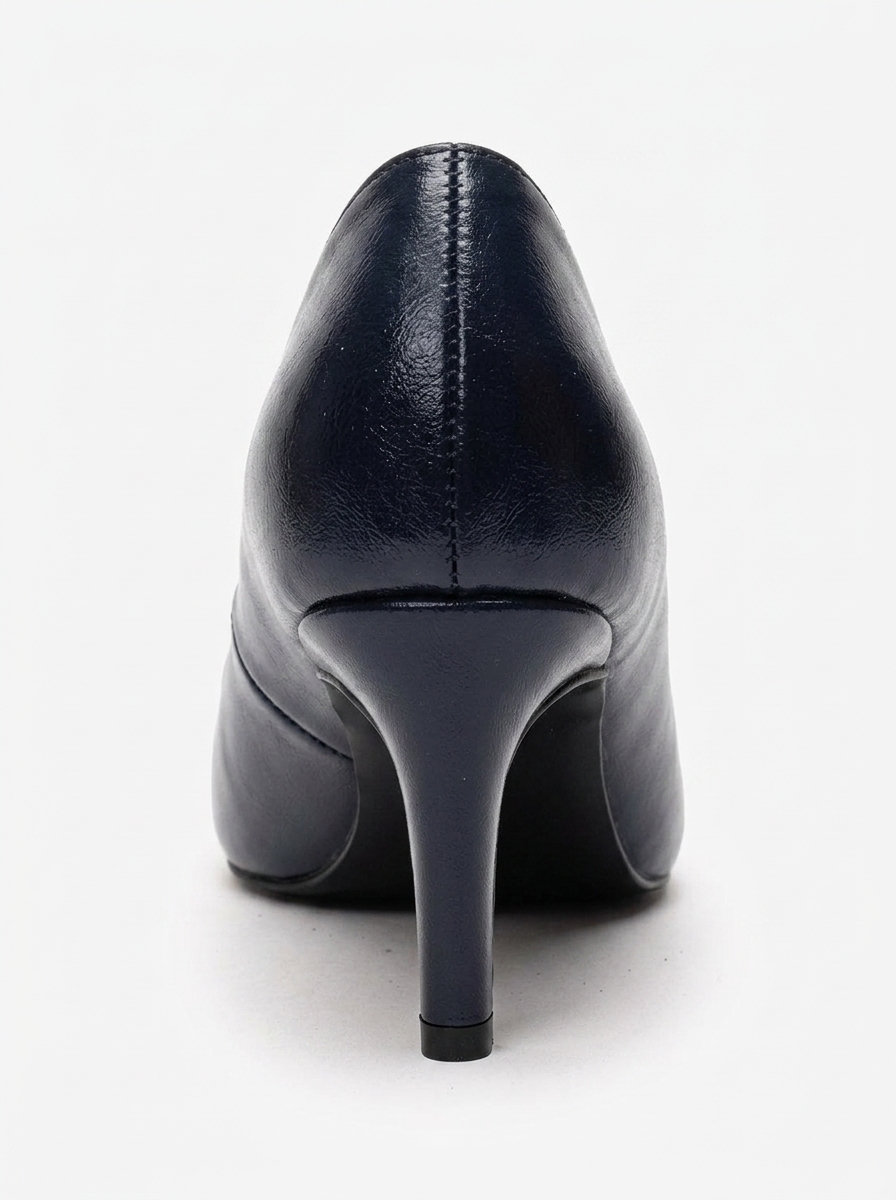 VELMIRA - Zapatos de tacón de aguja de cuero genuino azul marino (Mujer)