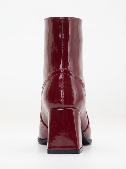 Maya - Burgundy Patent Ankle Boots