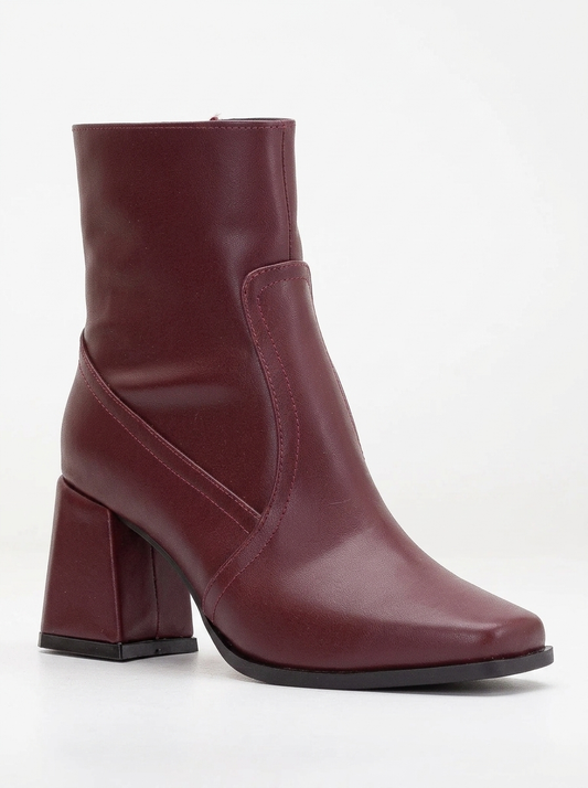 Maya - Burgundy Matt Ankle Boots