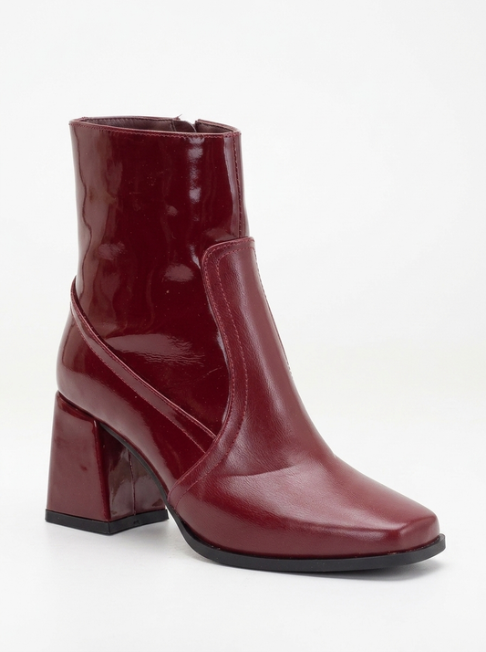 Maya - Burgundy Patent Ankle Boots