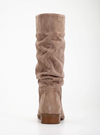 Maribel - Dark Beige Suede Slouchy Boots