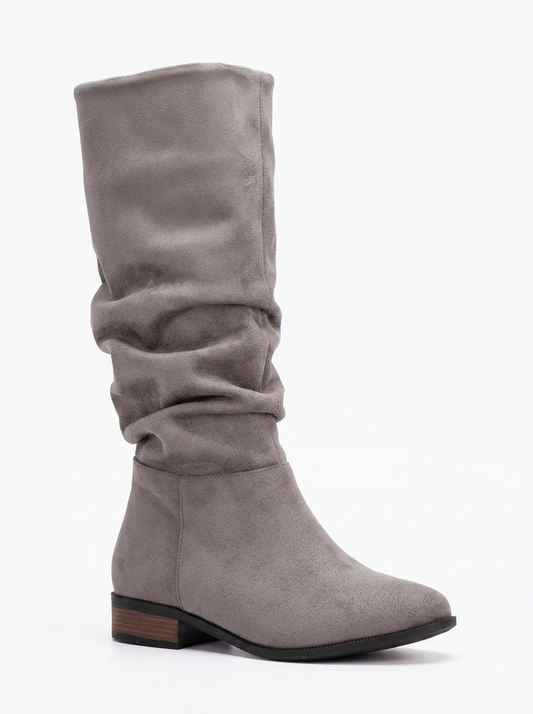 Maribel - Gray Suede Slouchy Boots