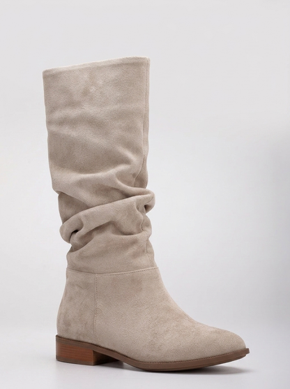 Maribel - Beige Suede Slouchy Boots