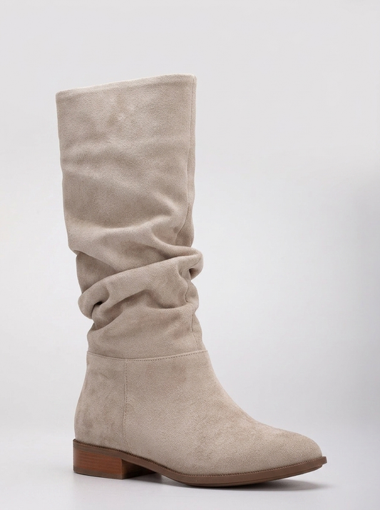 Maribel - Beige Suede Slouchy Boots