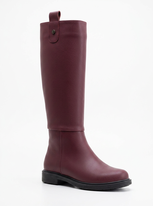 Maeve - Burgundy Knee High Rain Boots
