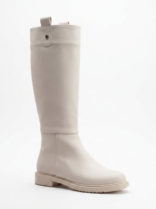Maeve - Beige Knee High Rain Boots