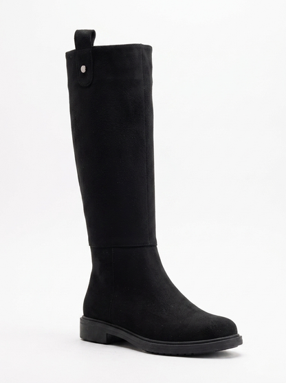 Maeve - Black Suede Knee High Rain Boots